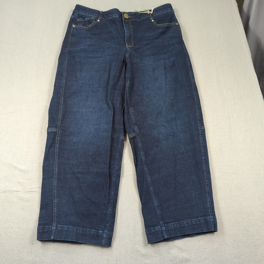 Democracy Jeans Womens 14 Blue Wide Leg Cropped Stretch Barrel